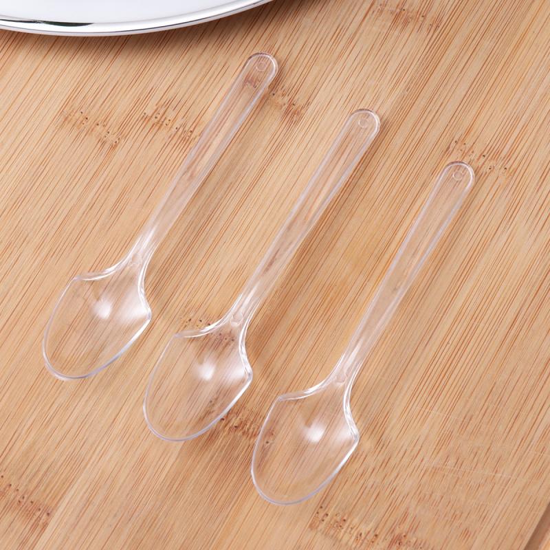 BESTOMZ 100PCS Transparent Plastic Spoons Disposable Flatware Spoons for Ice Cream Dessert Appetizer