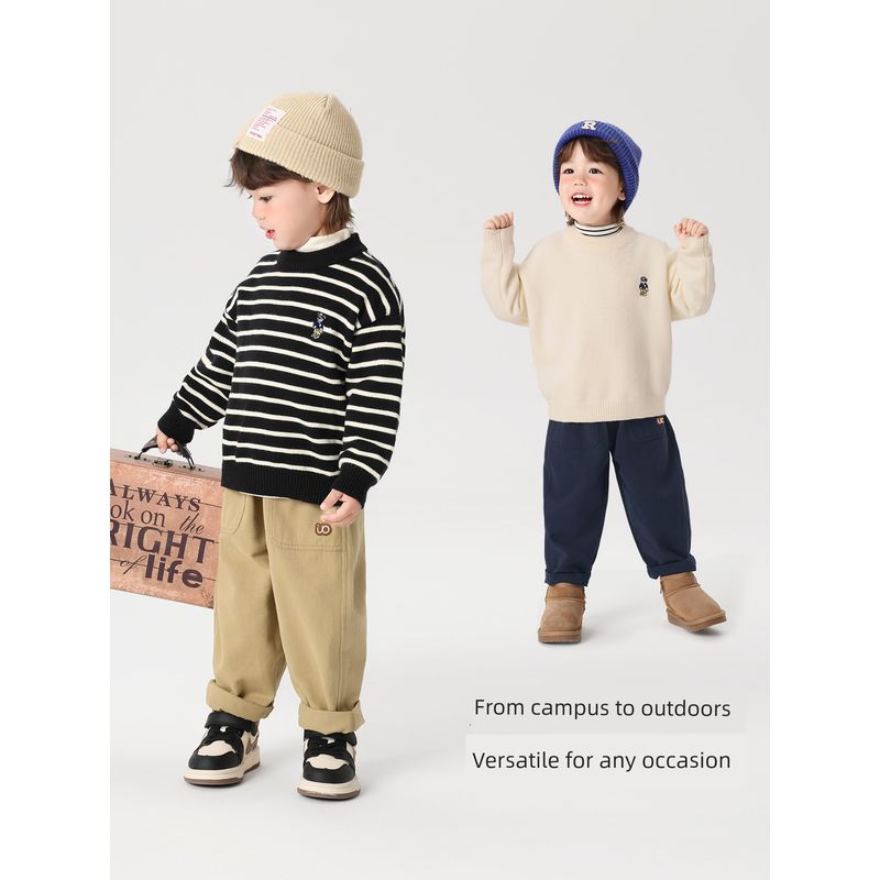 Right European Style Boys' Pure Cotton Casual Simple Pants 2026 New Spring and Autumn Children's Clothing Baby Boys' Pants