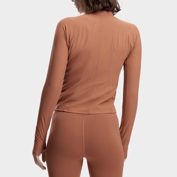 Fila Solid Color Stand Collar Fitness Knit Jacket Women Jackets Brick-Brown A11W341502F-BN