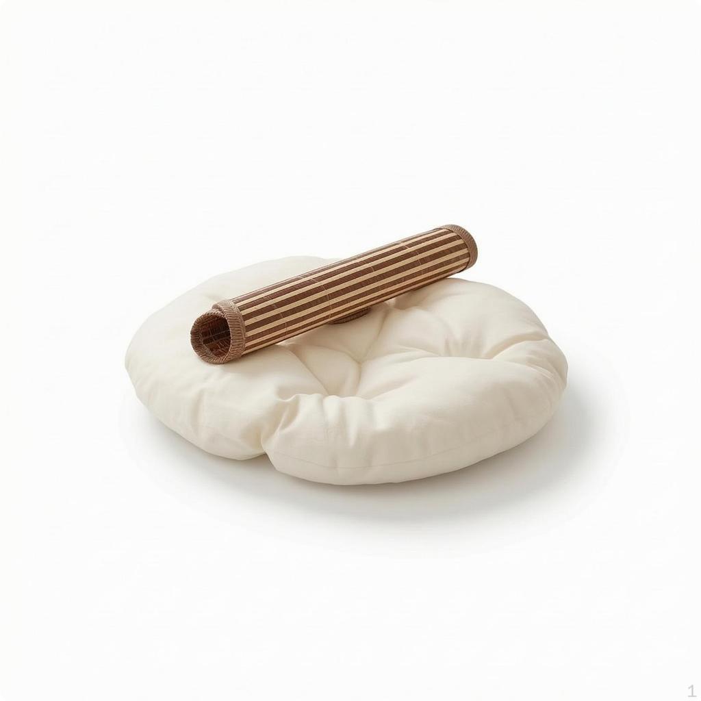 Woven Cat Bed with Cushion Round Wicker Basket Pillow Washable Pet for
