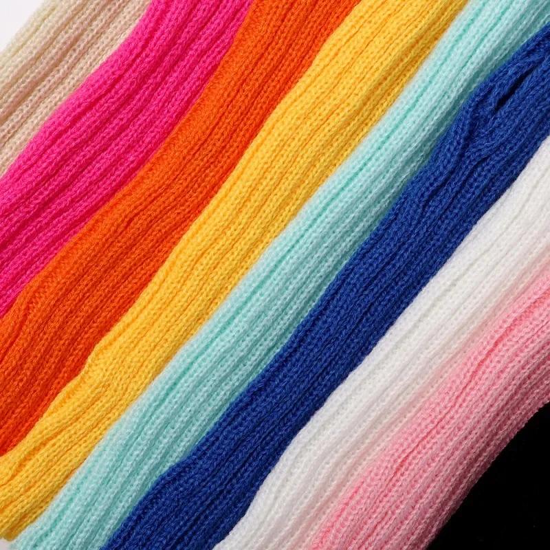 Lolita Fingerless Gloves Arm Warmers Women Autumn and Winter Knitted Kawaii White Black Gloves Anime Cosplay Ankle Wrist Sleeves