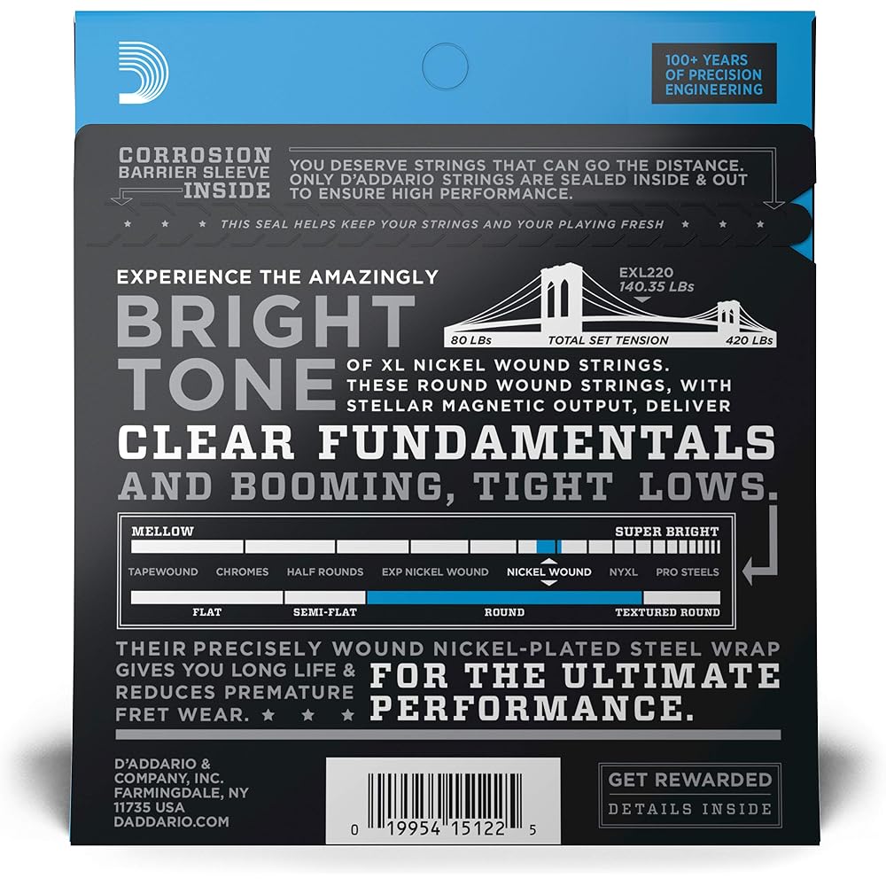 D'Addario Daddario Bass String Nickel Long Scale .040-.095 EXL220 [Domestic Genuine]