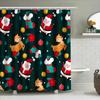 Christmas Shower Curtain Set Reindeer And Santa Claus Decorated Waterproof Bathroom Linen Print Festive Home Decoration For Merr