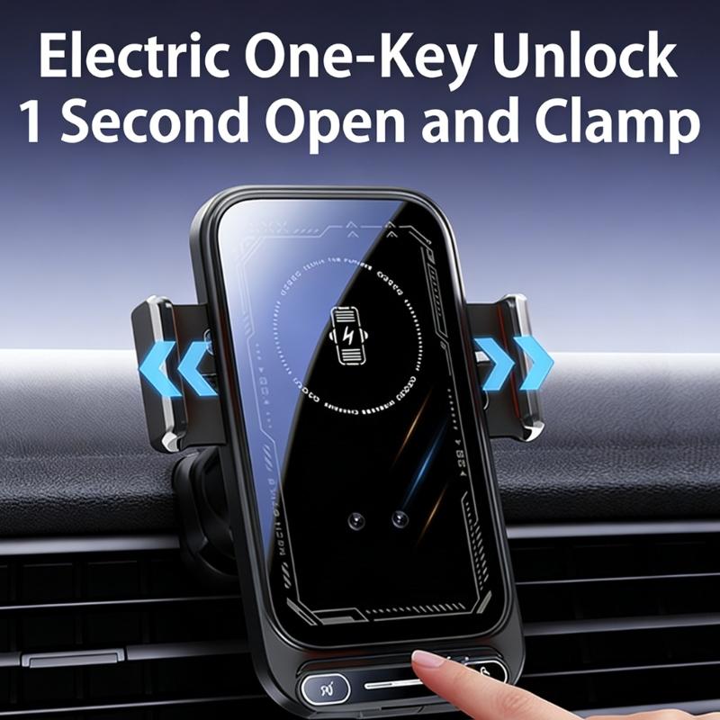 Wireless Car Chargers,15W Fast Charging Car Chargers Phone Holder Mount, Windshield Dashboards Air Vent Phone Holder