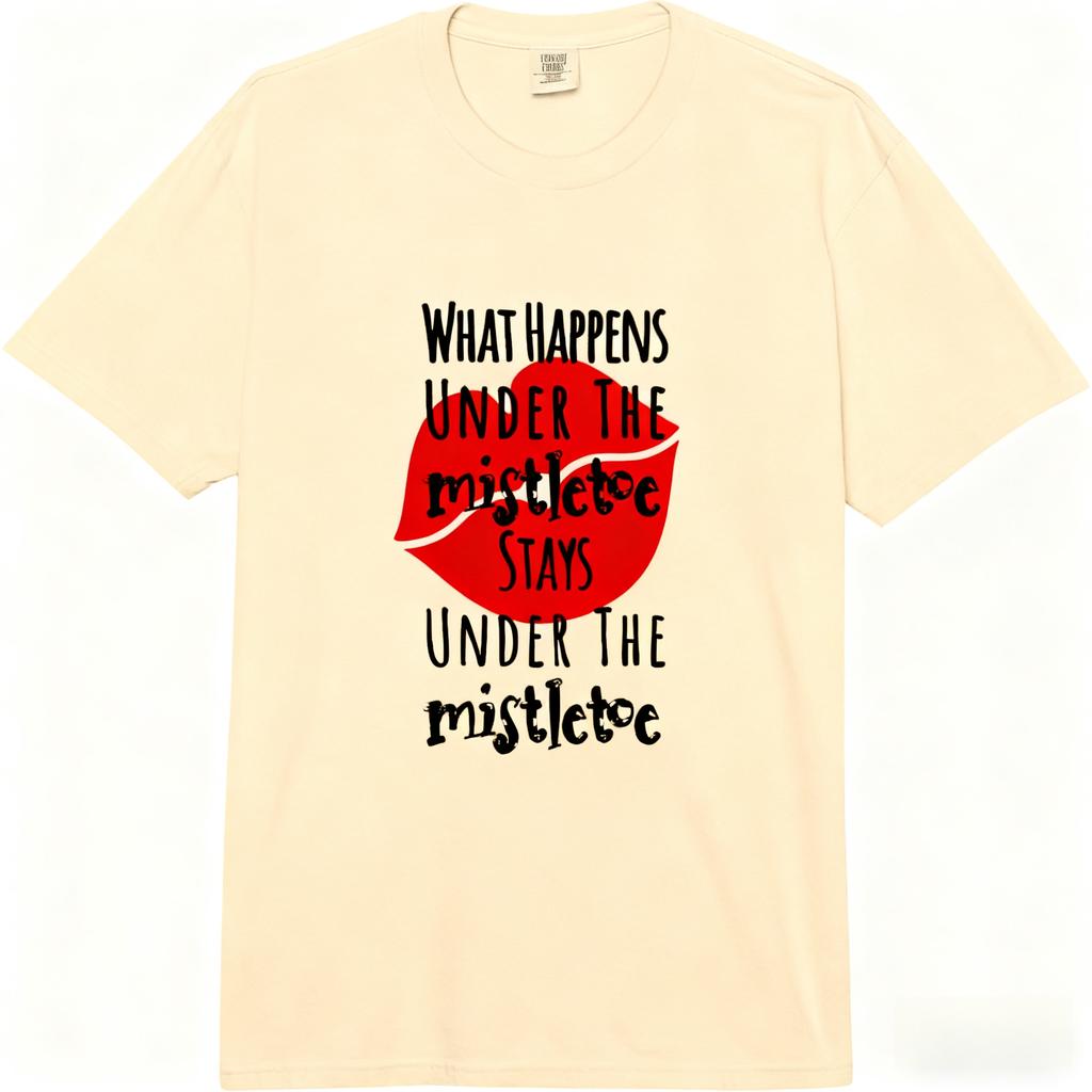 Under The Mistletoe Rules - Christmas Fun Holiday Kiss Comfort 100% Cotton Adult Heavyweight Unisex Fashion Casual Loose T-Shirt