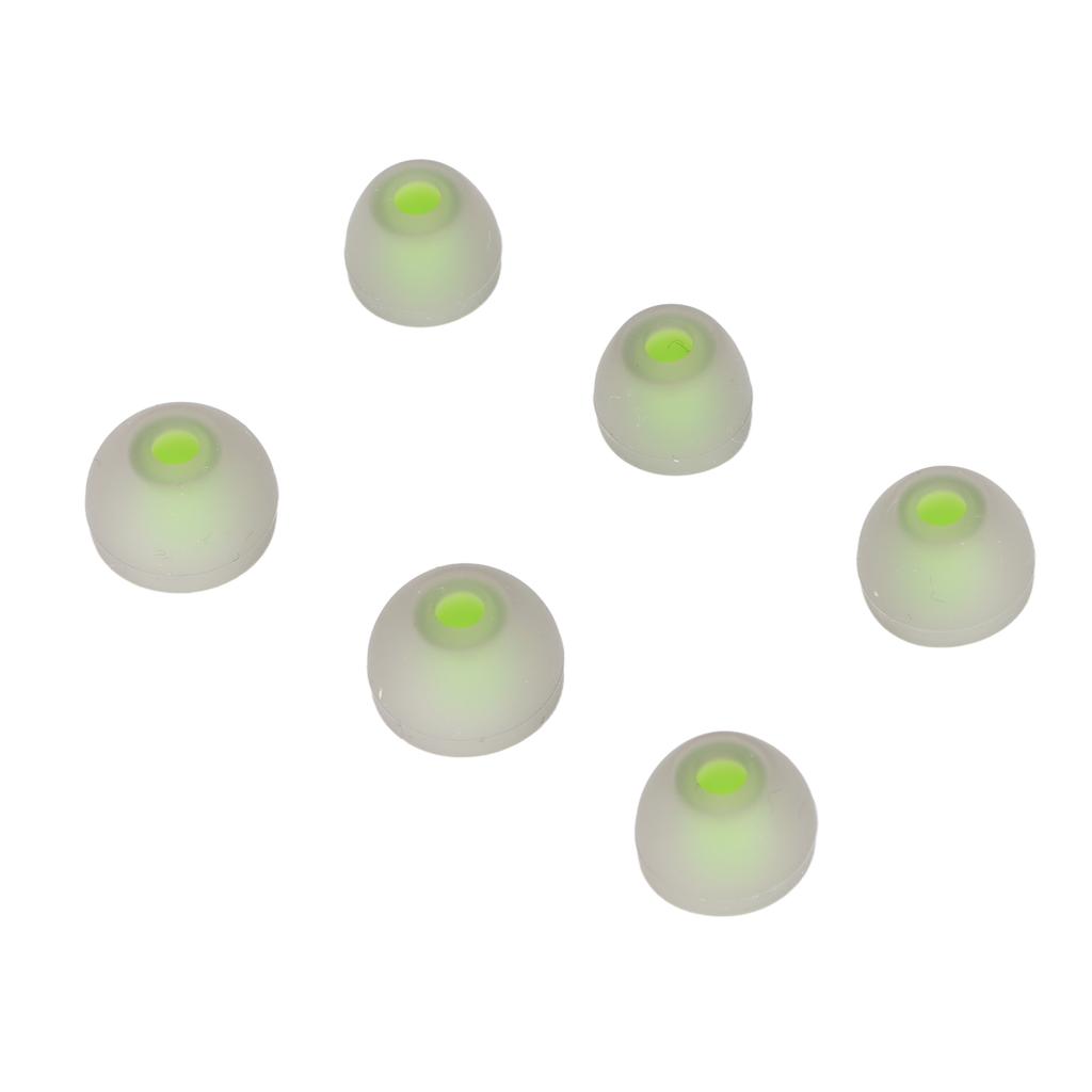 3 Size 6 Pcs Replacement Earplugs Soft Silicone Eartips Noise Reducing Earbuds for EarphonesGreen Gray