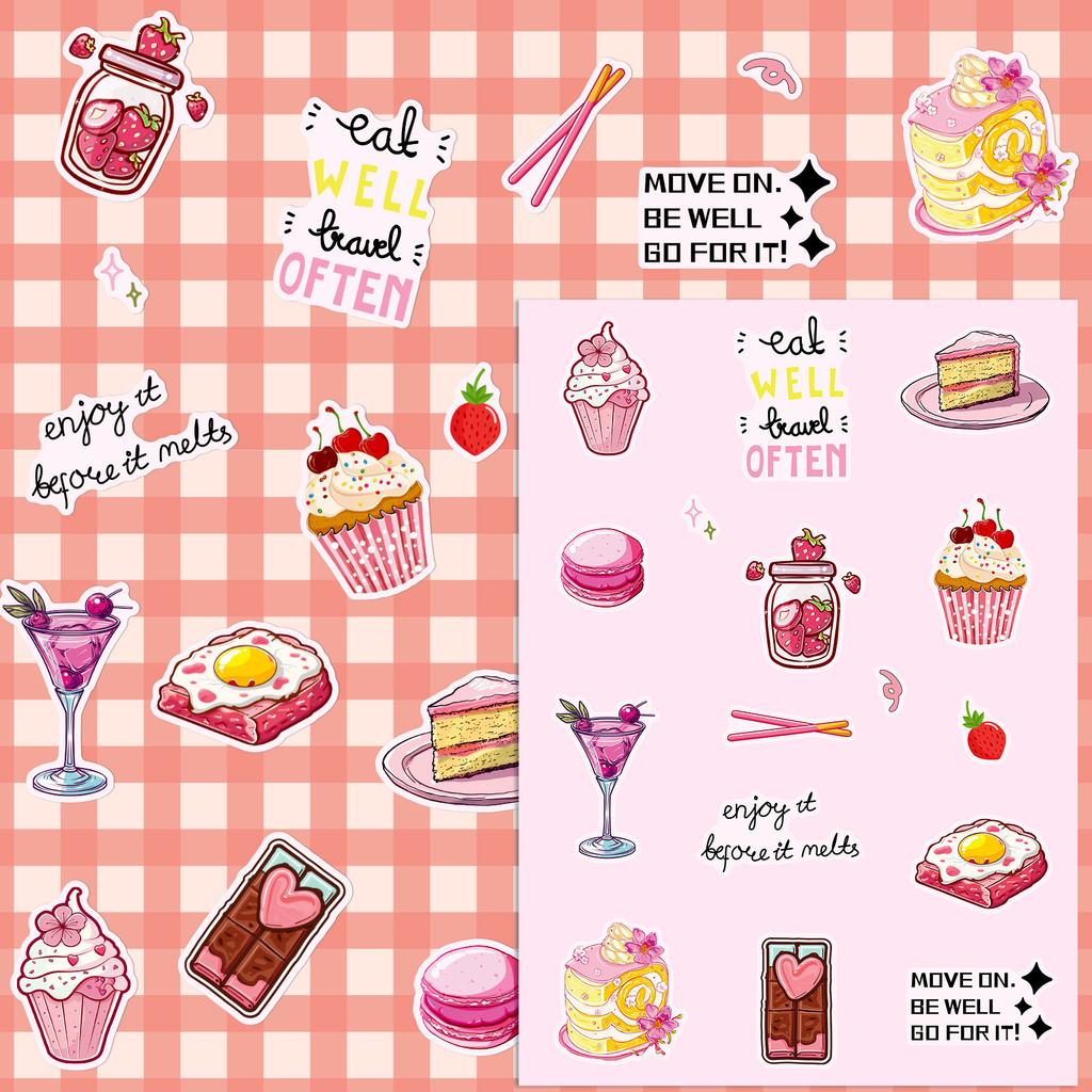 8 Photos/set of Salt Ins Macaron Color Puzzle Stickers Ice Cream Bear Simple DIY Hand Card