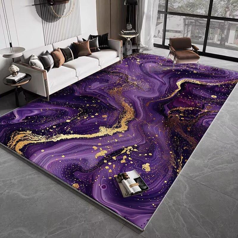 Modern Abstract Blackish Purple Living Room Decor Rug Light Luxury Big Size Gaming Room Carpet Soft Antiskid Tatami Mat Washable