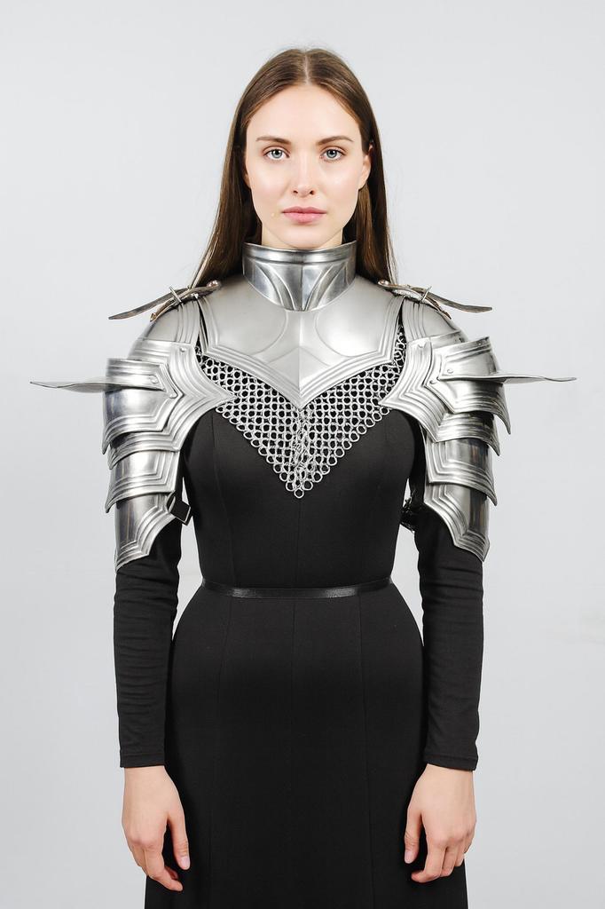 Medieval Warrior Steel Armor Set with Gorget & Pauldrons for LARP Renaissance Faire