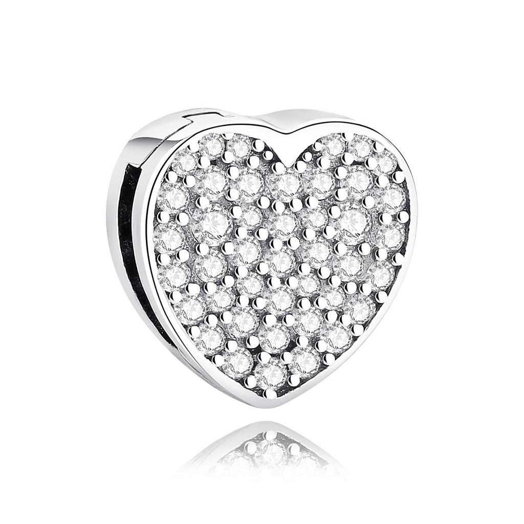 925 Sterling Silver Charms Beads Original Reflections Clip Heart Clover Crown Charm Fit Pan Brand Bracelets Jewelry For Women
