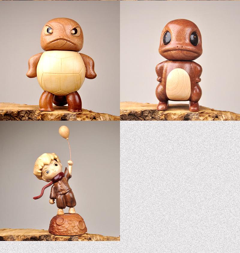 Creative Wooden Crafts: Little Prince Hippo Wood Ornament with Solid Wood Base