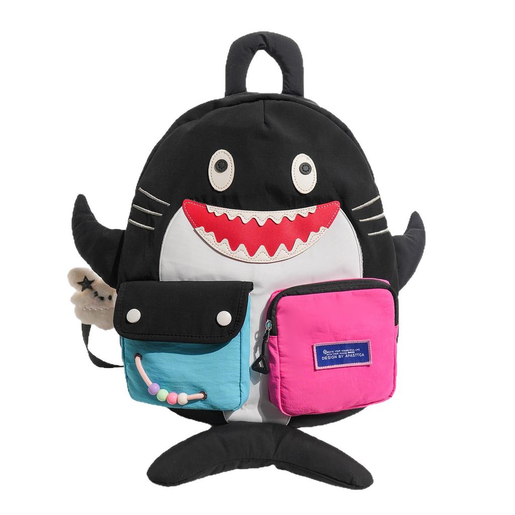 Schoolbag high value new ugly cute shark backpack couple multi-compartment daily commuting travel versatile lightweight schoolbag