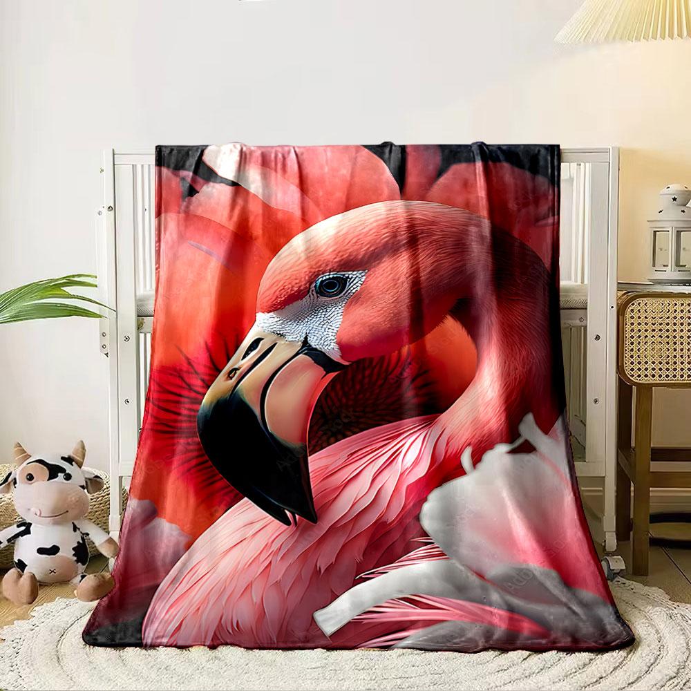 Flamingo and Flowers Blanket for All Seasons Blanket Lunch Break Throw Gift