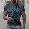 Summer Retro Men's T-shirt Trend Street Personality Tough Guy Sports Short Sleeved O-neck Wide Shirt