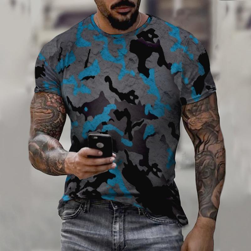 Summer Retro Men's T-shirt Trend Street Personality Tough Guy Sports Short Sleeved O-neck Wide Shirt