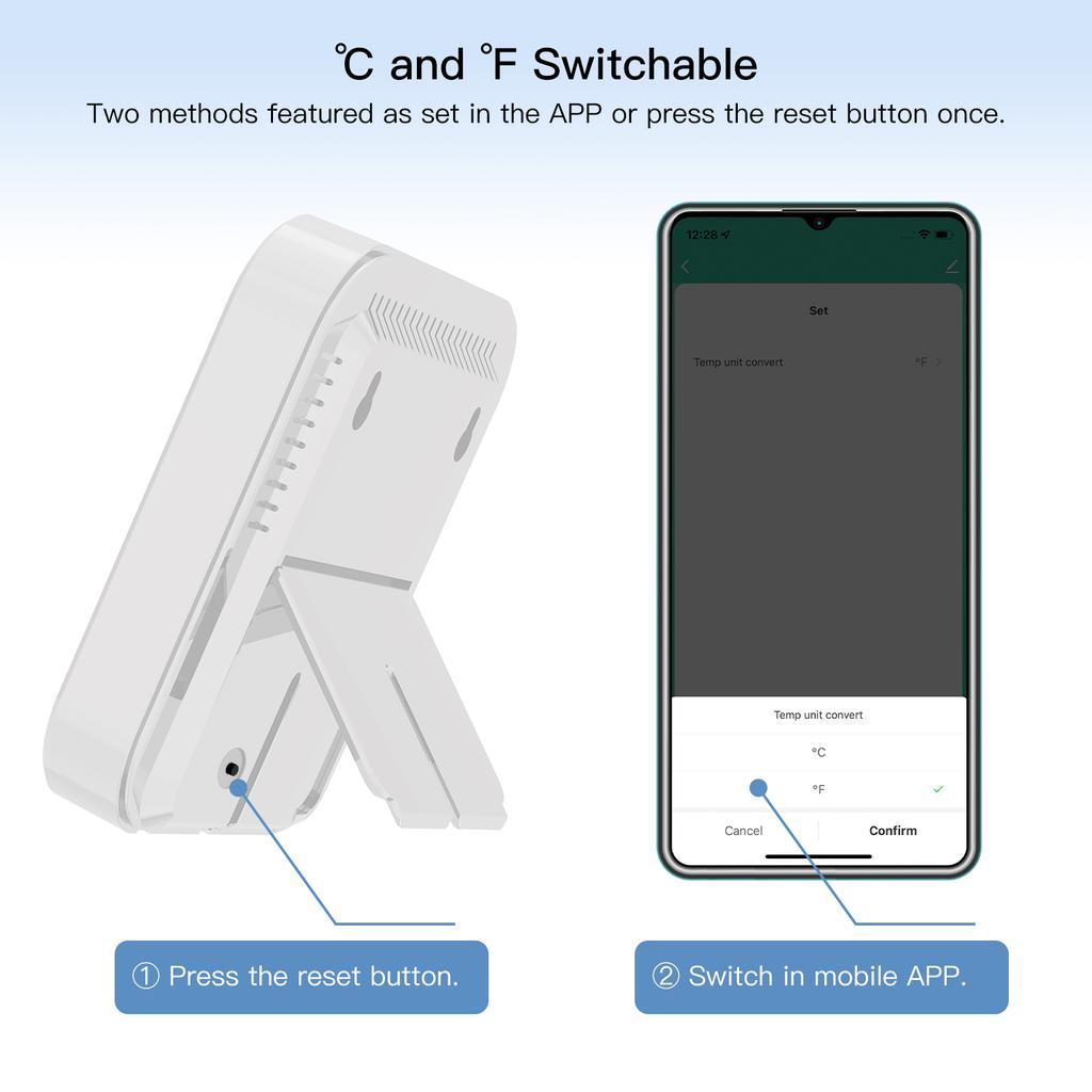 MOES WiFi Temperature & Humidity Sensor LCD Screen Infrared Sensing Backlight Smart Tuya APP Remote Control Alexa Google Voice