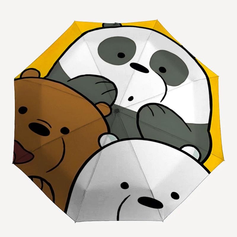 

1pc We Bare Bears Automatic Folding Umbrella - Compact 8-Rib Design,Festive Gift for Friends & Family, Compact Umbrella 22042