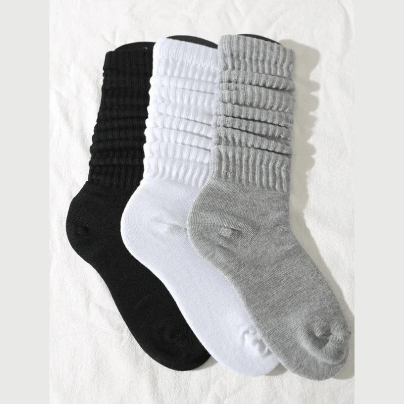 Womens Calf Socks Slouch Socks Extra Long Knee High Scrunch Stacked Sock Cotton Boot Socks for Women Girls