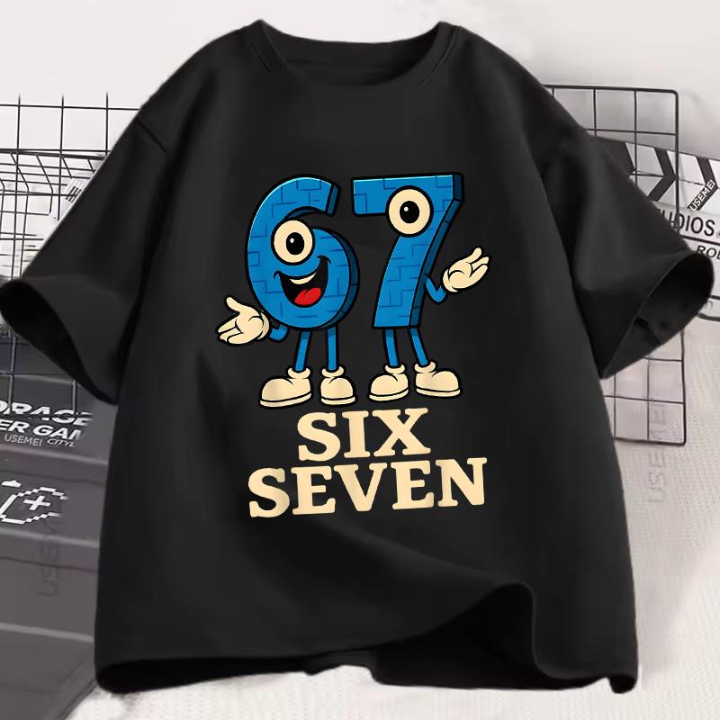 Unisex Women Fashion Gaming Meme T-Shirt Y2k Casual Tees Tops for Boys Girls Funny Six Seven 67 Brainrot Print Short Sleeve T Shirt