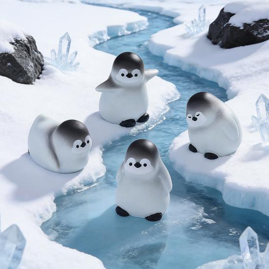 2 Pcs Miniature Penguin Figurines, Cute Tiny Resin Penguin Figures, Mini Arctic Animals Cake Topper for Fairy Garden, Micro Landscape, DIY Crafts