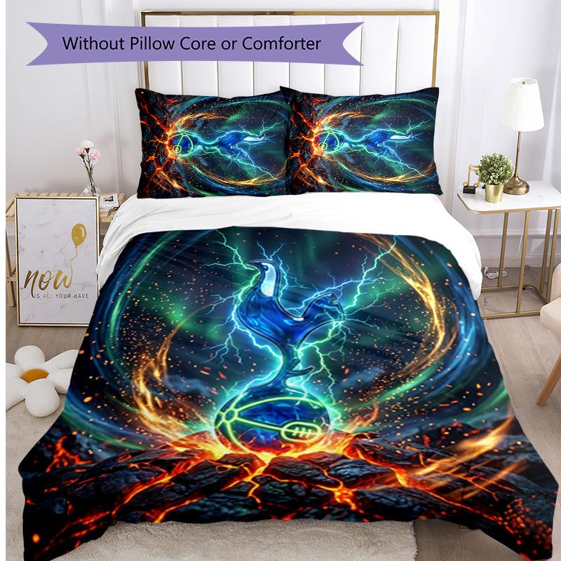 Set Lenzuola 3 Pezzi Stampato Tottenham Hotspur Morbido Delicato sulla Pelle Lavabile Copripiumino e Federe Set Tutte le Stagioni Camera da Letto