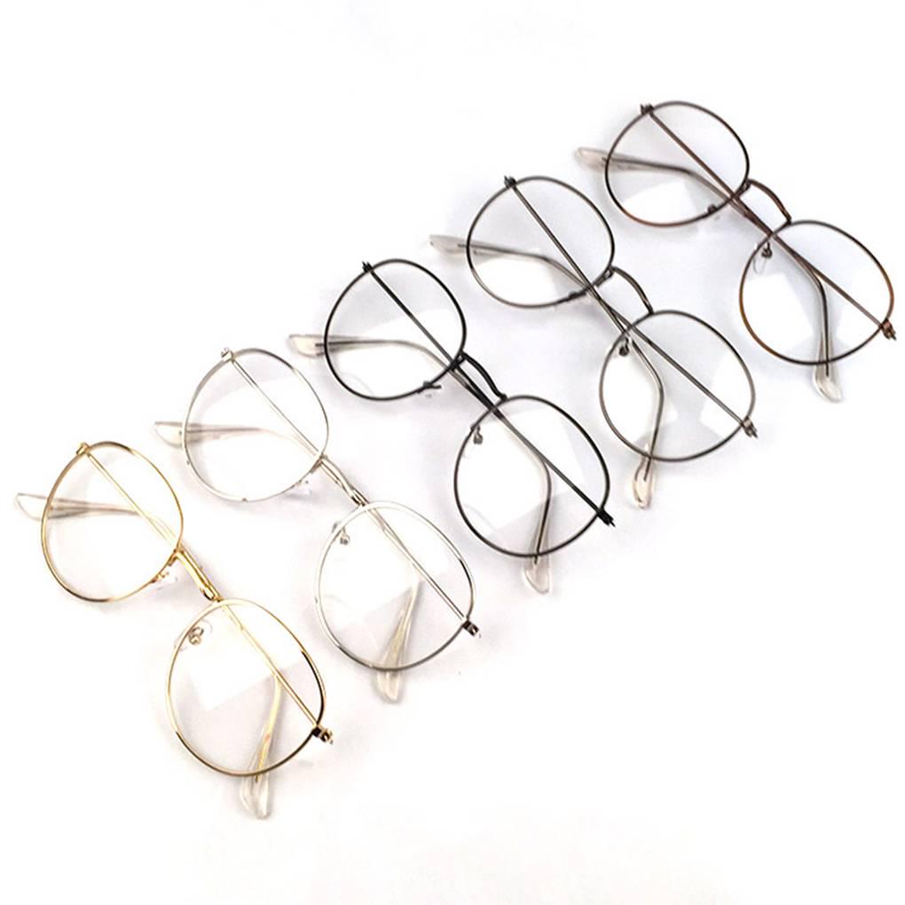 Vintage Runde Brille Metallrahmen Brille Retro Brille Klare Gläser Brillen