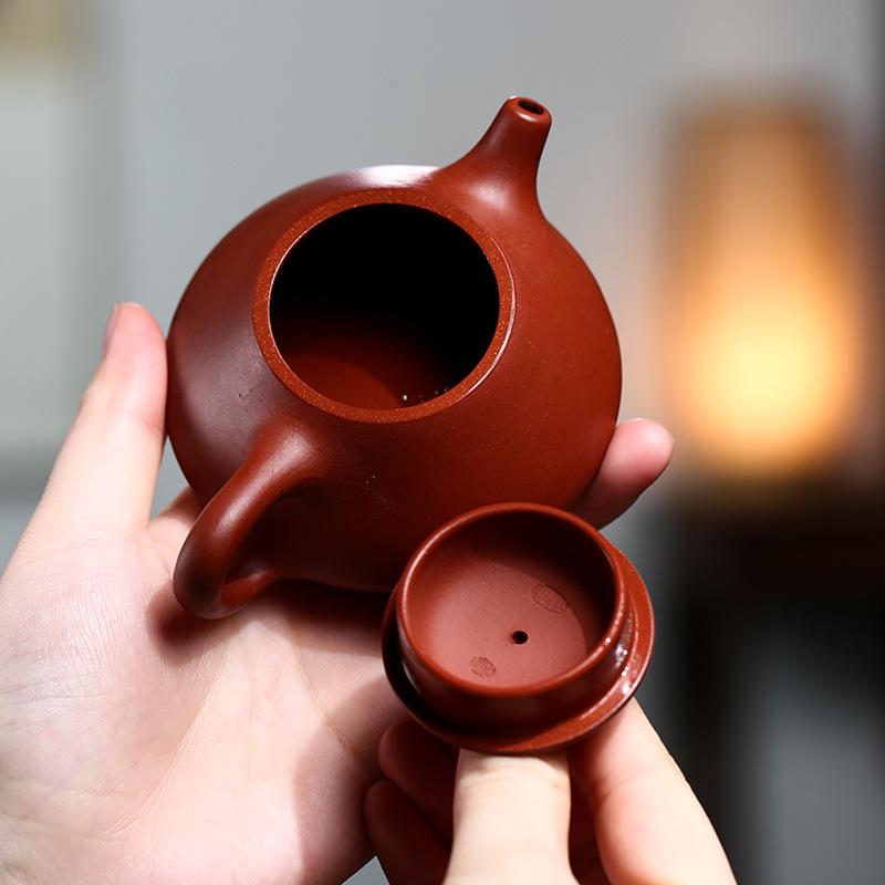 Yixing Handmade Zisha Teapot - Da Hong Pao Clay, 120cc, Small Capacity, Ziye Stone Design