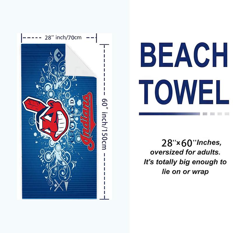 Cleveland Indians Print Beach Towel, Large Soft Quick Dry Towel for Beach Camping Swimming