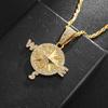 European and American Compass Compass Shaped Personalized Pendant Full of Zircon Trendy Brand Mens Necklace Accessories