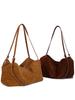 2026 Luxury Retro Suede Leather Tote Bag: High-End Frosted Cowhide Women's Shoulder Bag