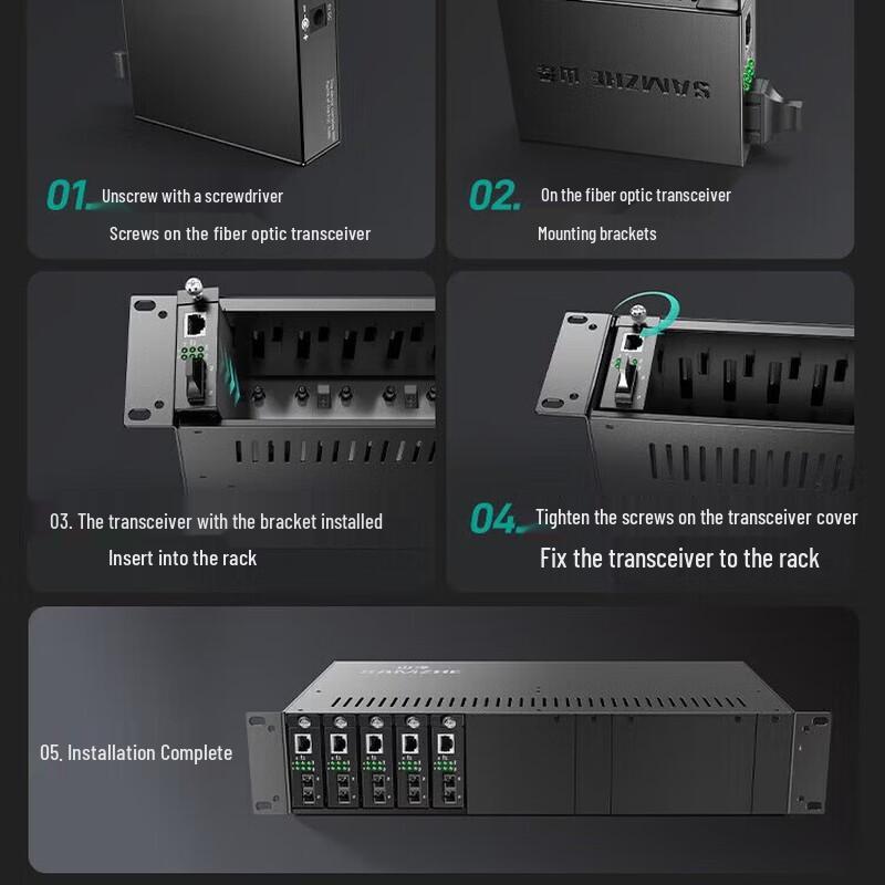 SAMZHE 14-Slot 19-inch 2U Fiber Optic Transceiver Rack