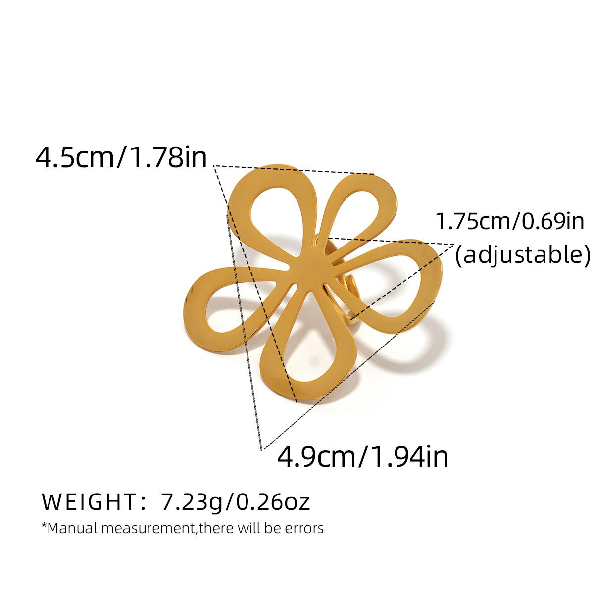 

Minimalist Flower Rings for Women Hollow Flora Stainless Steel Ring 2025 Trend Statement Aesthetic Zircon Wedding Couple Band resizable
