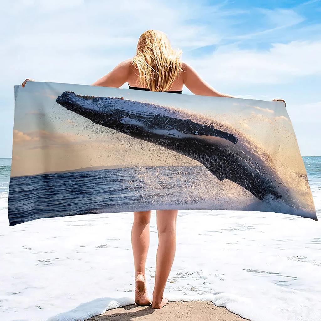 Microfiber Beach Towel Oversized Clearance Towels, Extra Large Sand Free Super Absorbent Travel Pool Towel,Whale Beach Towels
