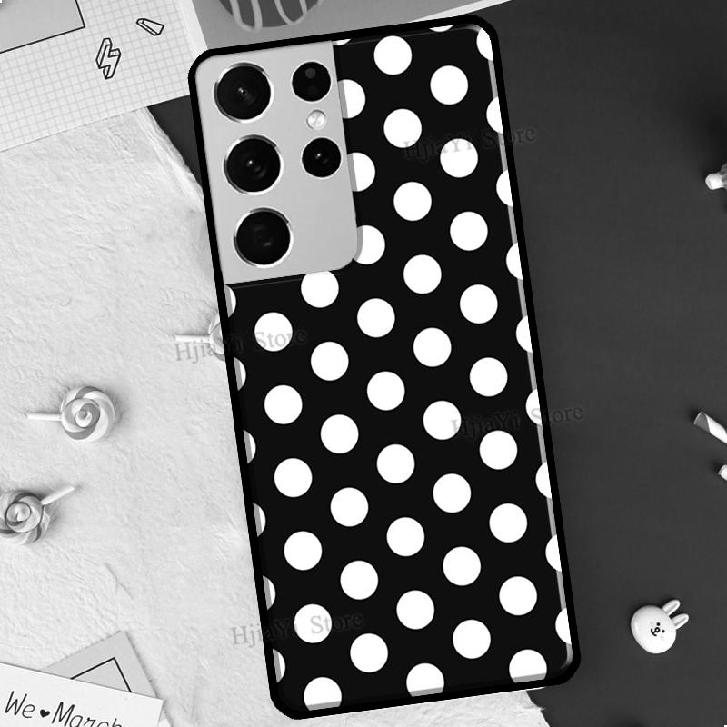 Black And White Polka Dot Case For Samsung Galaxy S21 S22 Ultra Note 20 S8 S9 S10 Note 10 Plus S20 FE Phone Cover