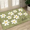 Fresh Daisy "Hello" Doormat Sage Green Floral Entrance Rug Spring Garden Style Floor Mat for Front Door Porch Home Decoration