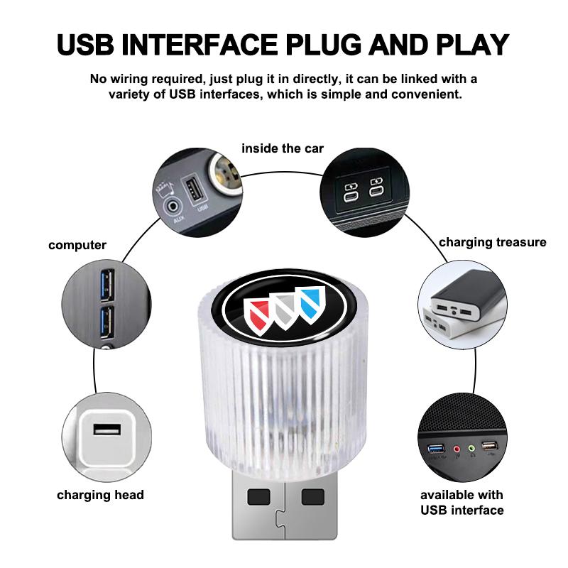 1 Stück USB Auto LED Licht Auto Innenraum Atmosphärenlicht Auto Emblem Styling Für Buick Enclave Regal Lacrosse Encore Excelle Envision Autozubehör