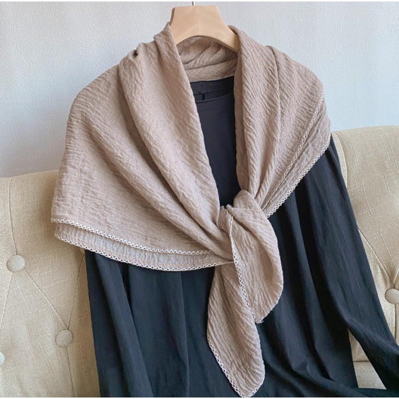 Baumwoll-Leinen-Quadratuch Damen Leichter Wickelschal Ethnischer Stil Winter-Nackenschal