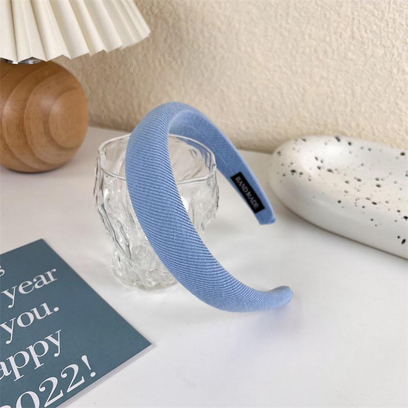 Fashion Wide Hair Bands for Women Bezel Headdress Solid Blue Knitted Braid Headband Girl Hairband Hair Hoop Hair Accessories New