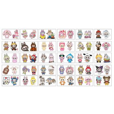 30 Sheets/Set Cartoon Labubu Series Temporary Tattoo Stickers Cute Children Waterproof Tattoo For Kids Funny Birthday Gift