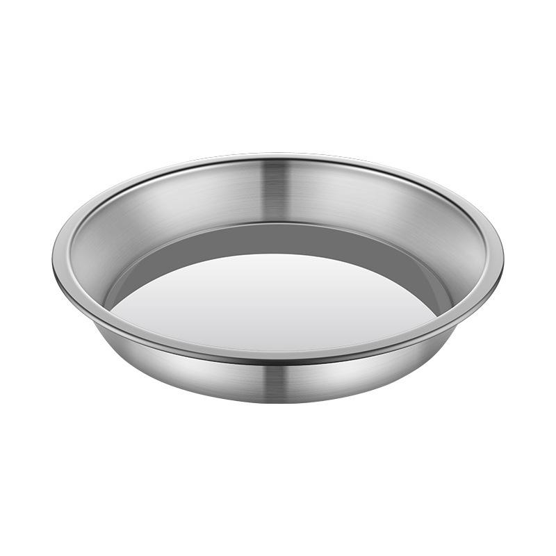 Stainless Steel Round Flat Dinner Plate Cake Bread Storage Dishes Serving Tray Cold Noodle Making Tools With Silicone Ears Pan 24cm