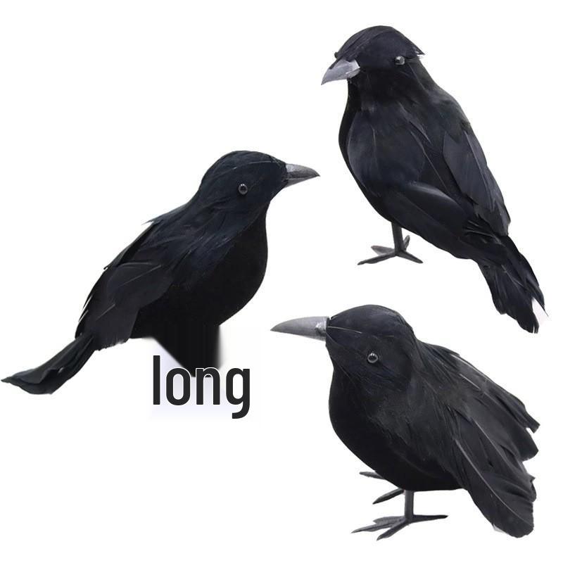 Duża kreskówkowa ozdoba wrona: Prawdziwe Pióra Ptak na Boże Narodzenie, Halloween i do Nordyckiego Wystroju Domu