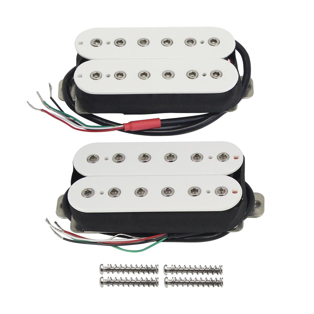 FLEOR 2pcs Alnico 5 Humbucker Pickup Double Coil Electric Guitar Neck Bridge Pickup Set- Adjustable Pole Pieces
