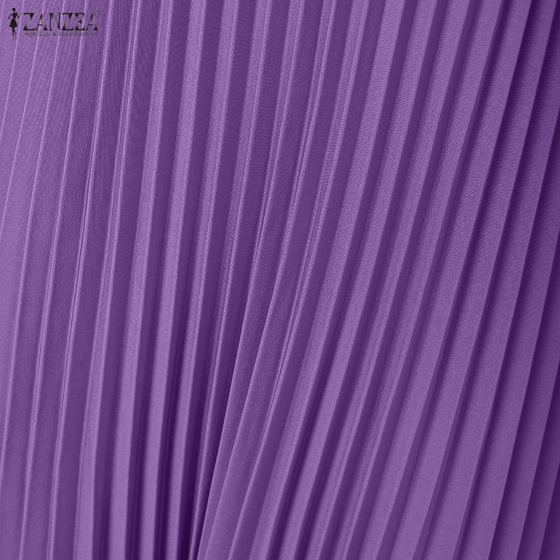 ZANZEA Lässiges, lockeres Langarmkleid für Damen mit Stehkragen