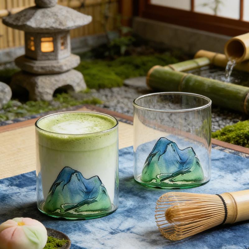 2 Stück Party Luxus Mehrfarbige Glasbecher Personalisierte Trinkgläser Eisbergförmiger Glasbecher Kreativer Berglandschafts-Tassen