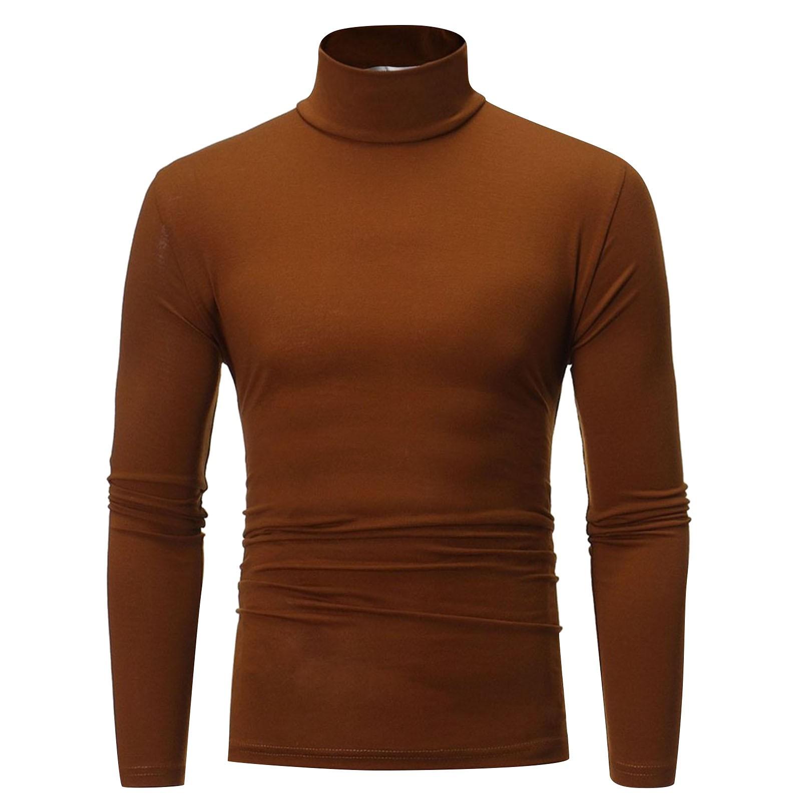 

Мужская однотонная эластичная рубашка с длинным рукавом со средним воротником и тонким низом, топ XXL кофейный