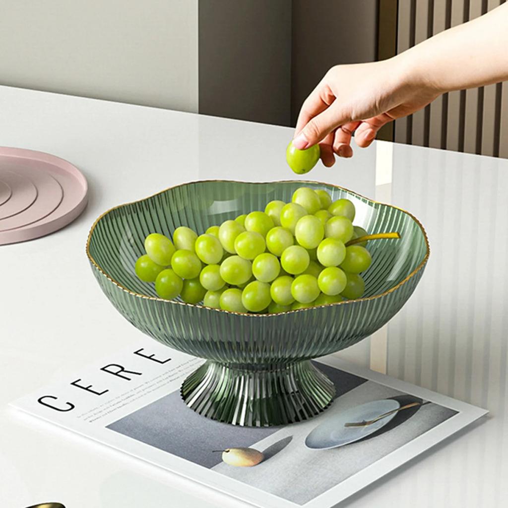 Piatto per frutta drenante, lussuoso piatto per frutta con piedini in plastica, bello e sano con foro di drenaggio per tavolino da caffè per soggiorno