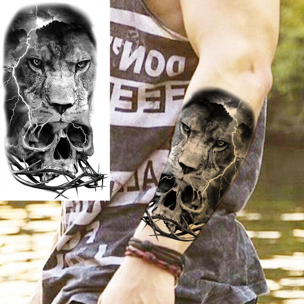 Scorpion Rose Flower Temporary Tattoos For Women Adults Realistic Vampire Wolf Scary Snake Crown Fake Tattoo Sticker Arm Tatoos
