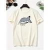 2026 Cartoon Shark Gray Fang Watermark Pure Cotton Boy's T‑shirt Creative Lightweight Comfortable Short Sleeved Kids T‑shirt
