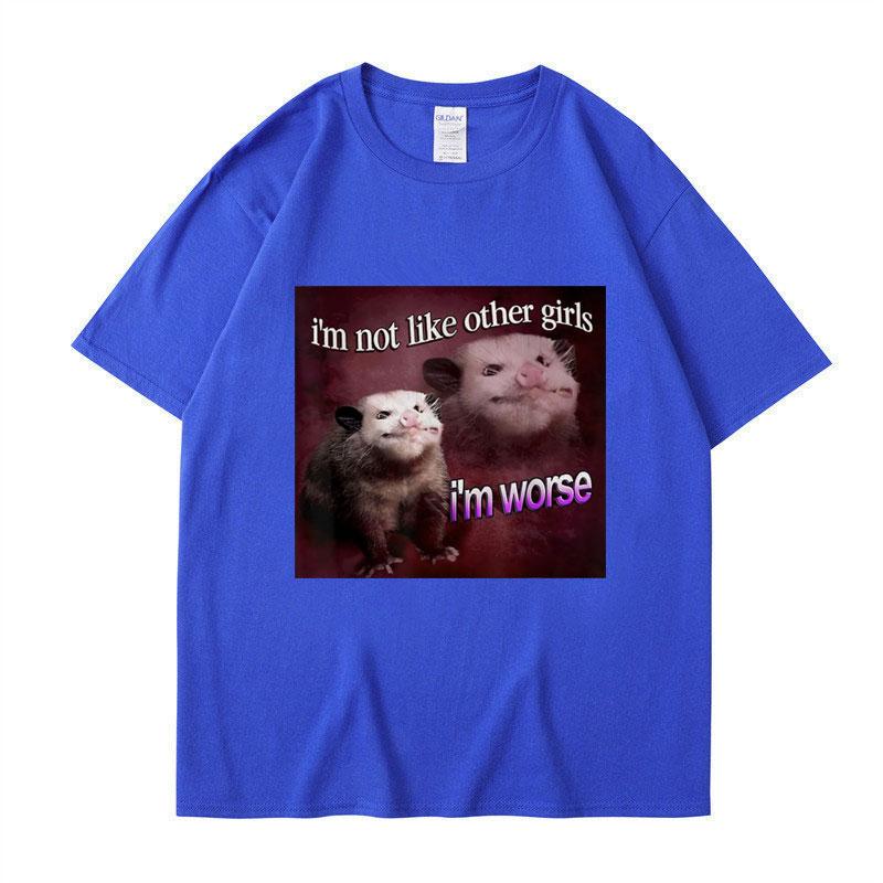 I m Not Like The Other Girls I m Worse Print T Shirt Funny Opossum Short Sleeve Men Women Tee Shirt Oversized Cotton Streetwear S