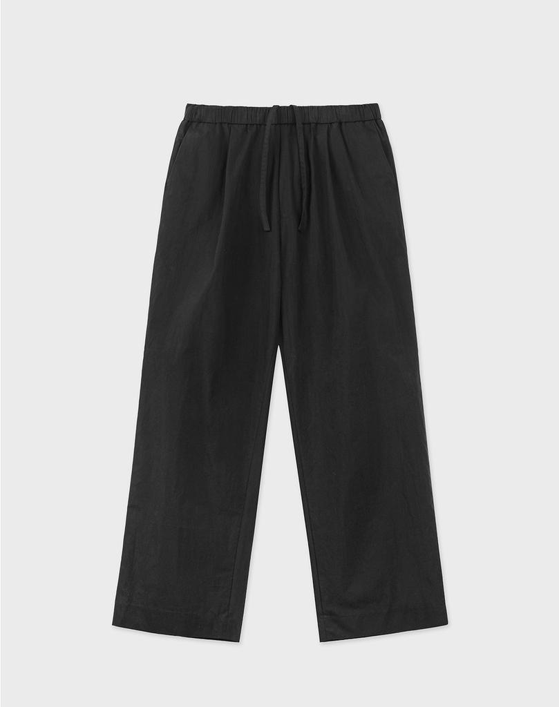 WORK ON BODY OFF Kura Semi-Wide Cotton Elastic Waist Pants [Black]